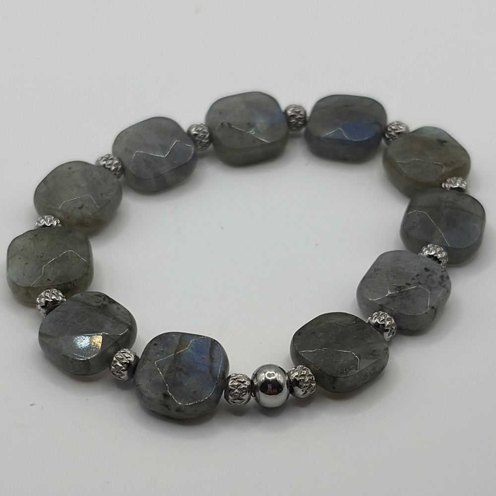 Labradorite Gemstone Stone Bracelet 6-7” - Picture 2 of 4